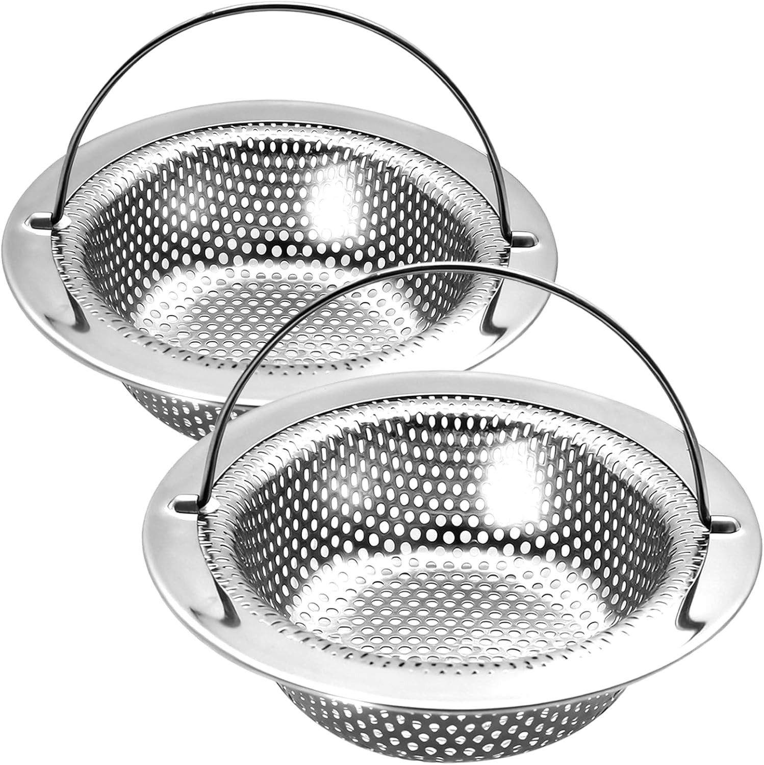 2 Pack Kitchen Sink Drain Strainer with Handle, Universal Stainless Steel Food C gallery