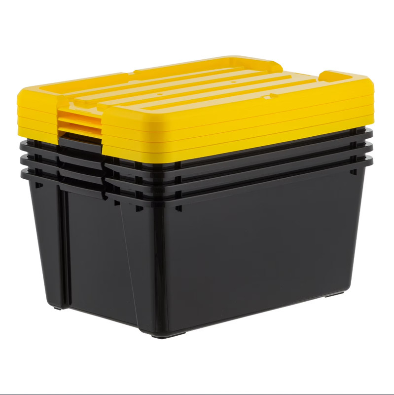 45 Qt Storage Bins With Lids Stackable Heavy Duty Plastic Tote 4 Pack gallery