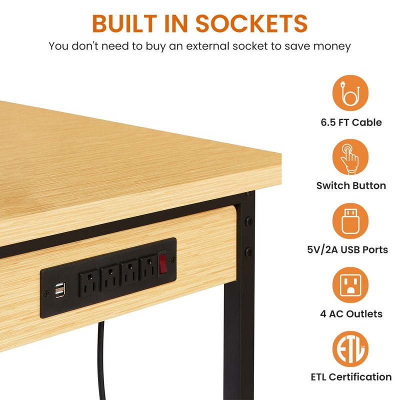 48''Adjustable Workbench with pegboard, Heavy Duty Wooden Desktop, 1600 lb. gallery