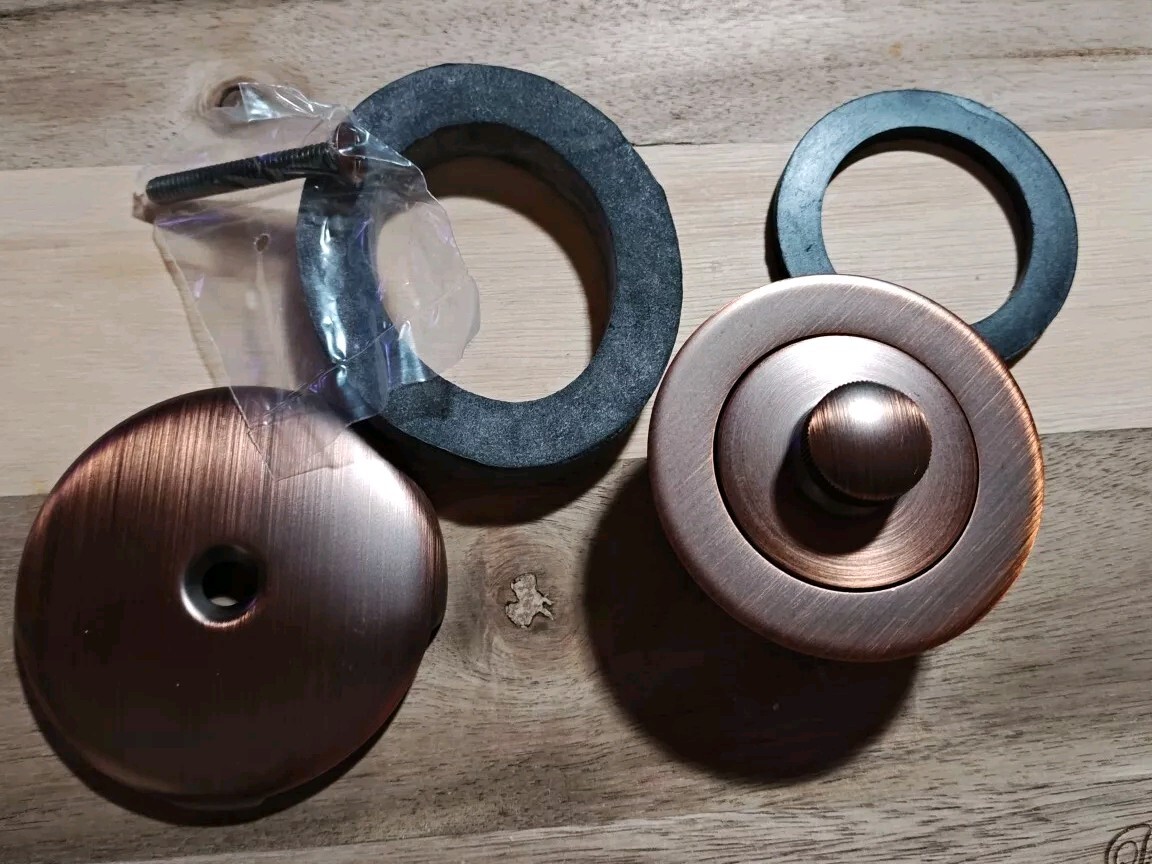 Antique Copper Tub Drain Trim & Overflow Cover for Bath Tubs New No Box gallery