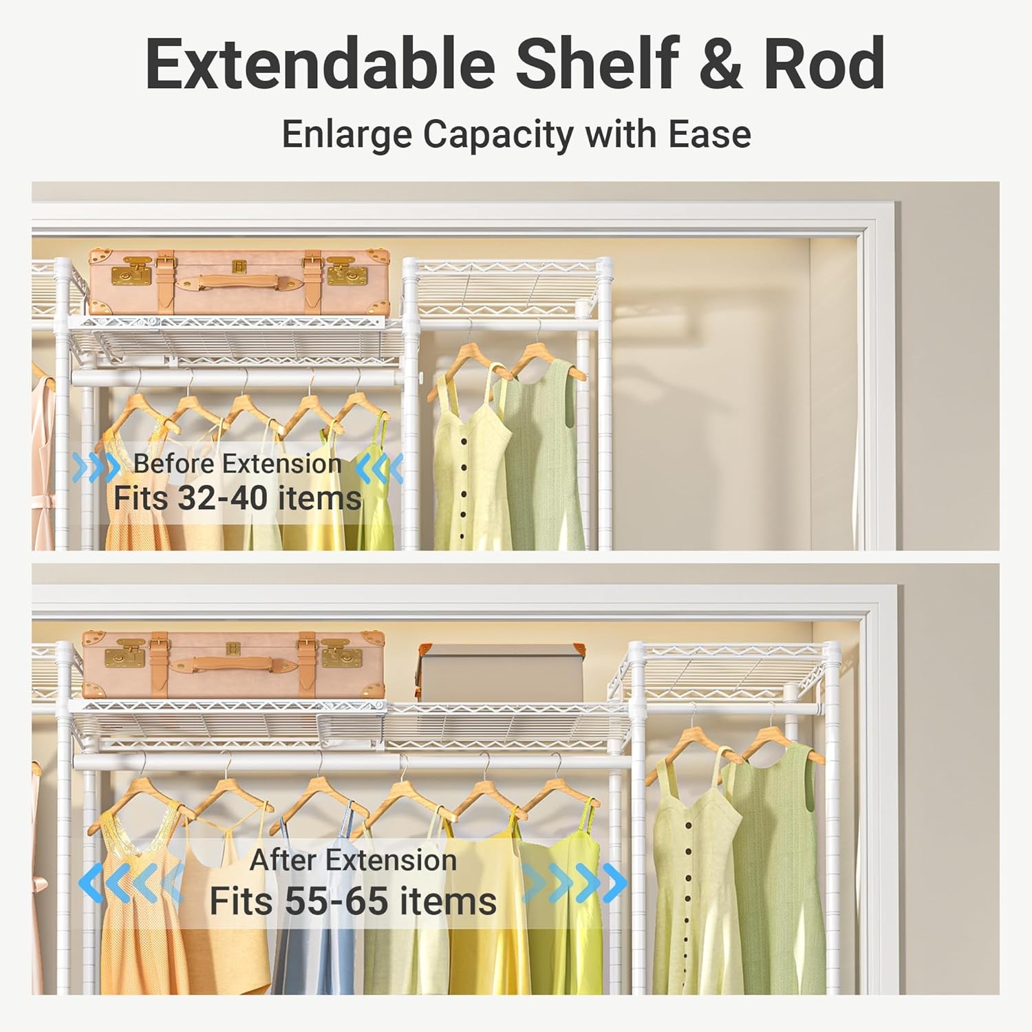 X30 Expandable Clothes Rack Adjustable from 5' to 6'11" 950lbs Capacity Heavy gallery