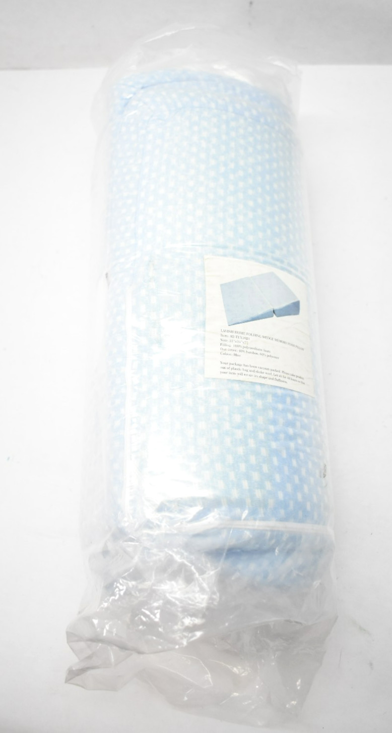 Lavish Home Folding Wedge Memory Foam Pillow w Bamboo Fiber Cover Blue gallery