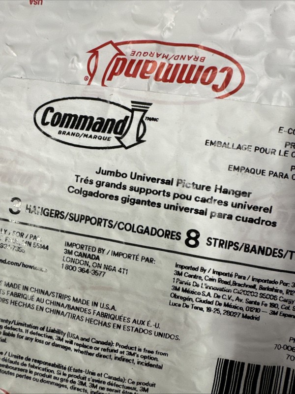 3-Pack Command™ 8 lb Jumbo Universal Picture Hangers 3 Metal Hangers 8 Strips (g gallery