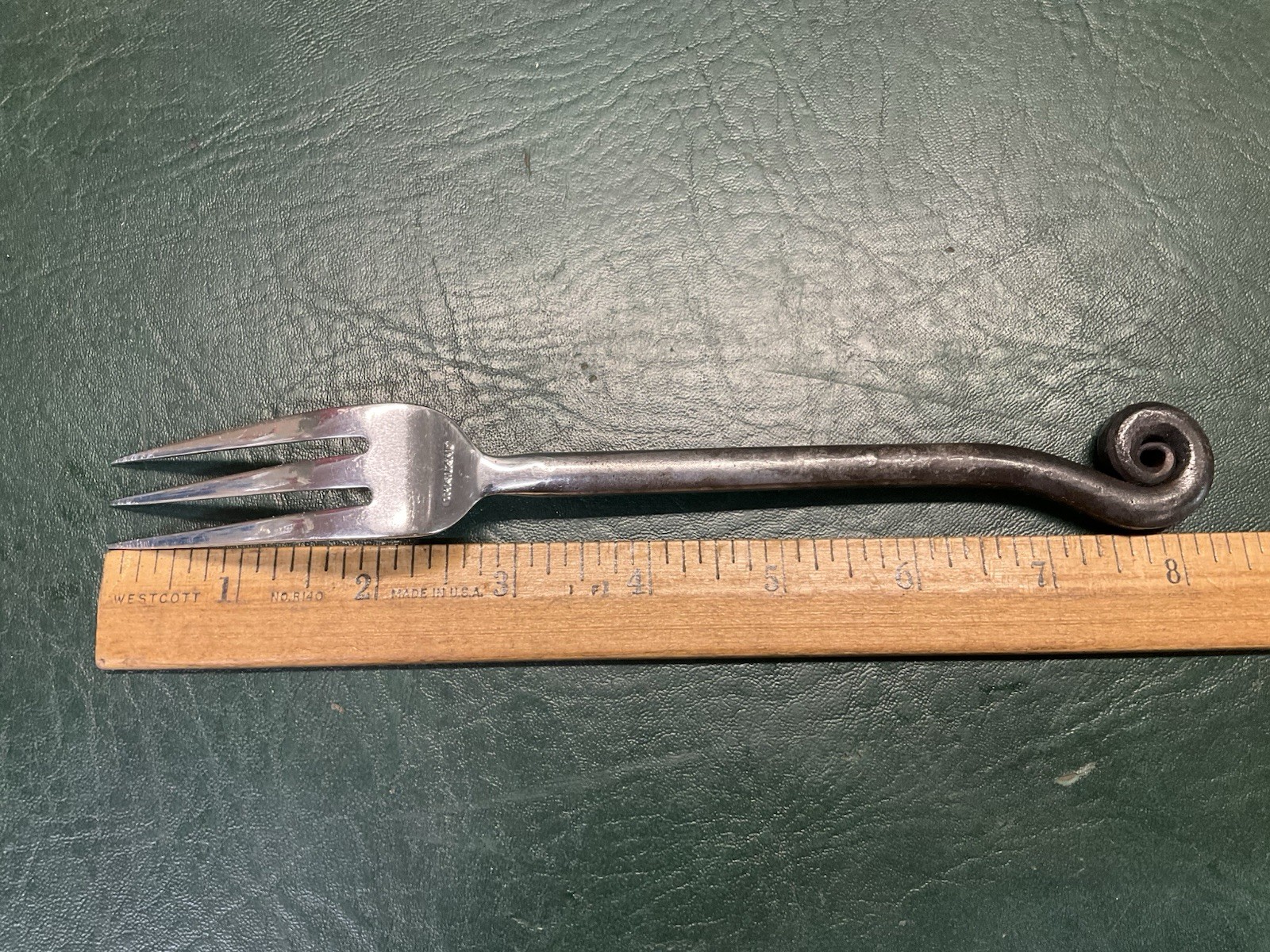 (1) Pottery Barn Blackened Fiddlehead Stainless Oxidized Dinner Fork Flatware gallery