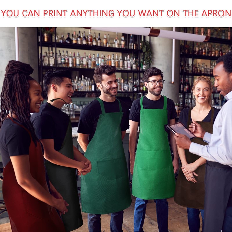 14 Pcs Plain Bib Aprons Bulk with 2 Pockets Adult Mixed Color Commercial Cooking gallery