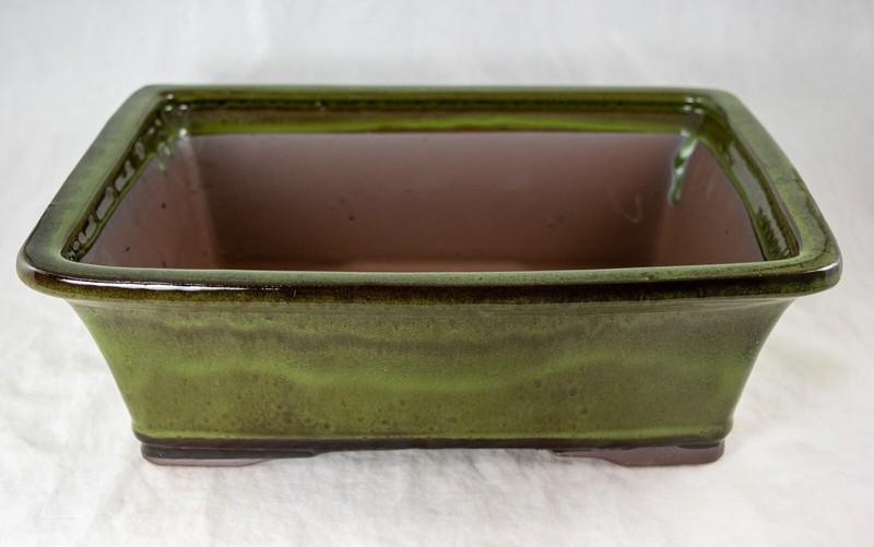 12" Rectangular Moss Green Glazed Cactus & Succulent, Bonsai Planter - Pot/Set gallery