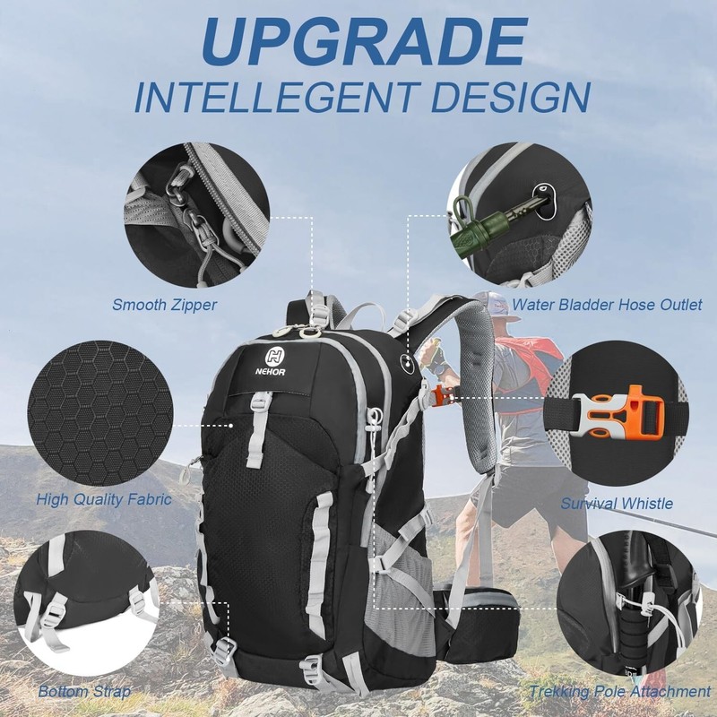 Hiking Backpack, 40L Lightweight Camping Backpack with Rain Cover, Water proof. 4