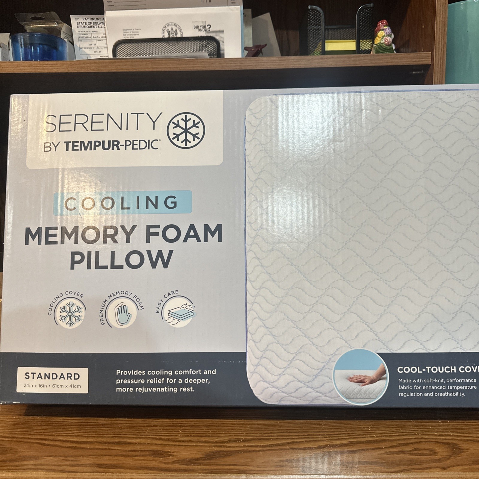 SERENITY TEMPUR-PEDIC Cooling Memory Foam Pillow Standard Adaptive Support gallery