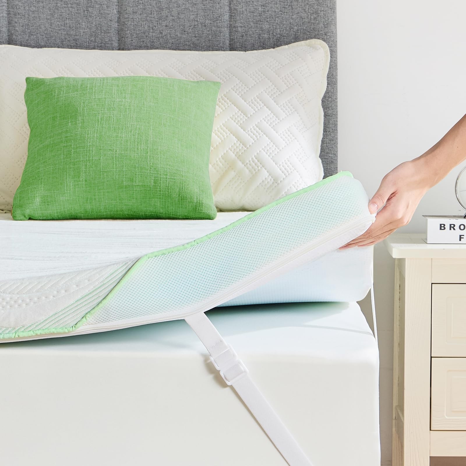 PERLECARE Medium Firm Mattress Topper Queen- 3 Inch Bamboo Memory Foam Bed To... gallery