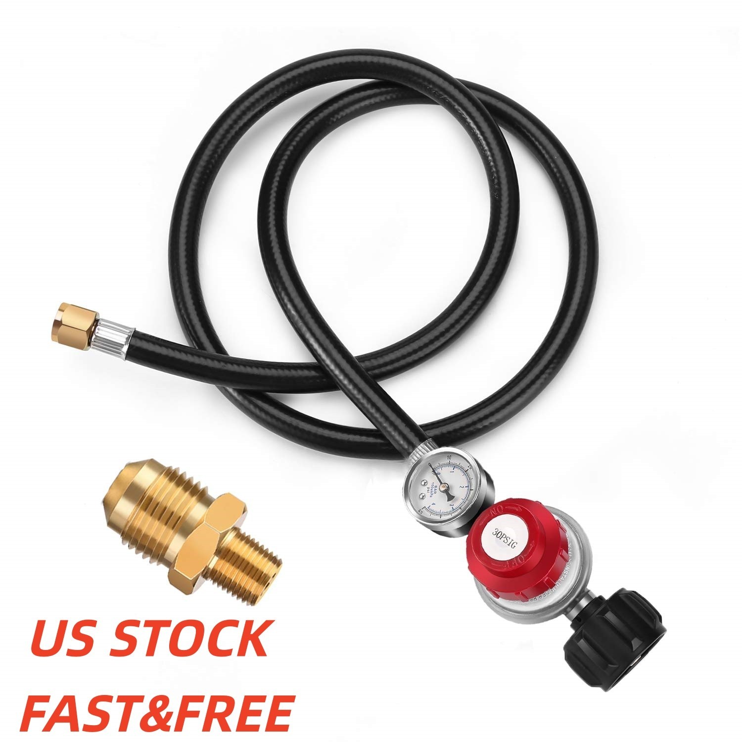 4FT 0-30 PSI HP Propane Regulator Hose Gas Grill Regulator & PSI Gauge Durable gallery