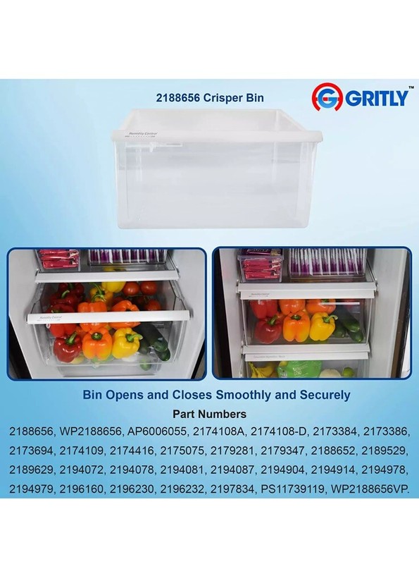 Gritly 2188656 + 2188664 (Lower) Crisper Bin Drawers Compatible With Whrilpool gallery