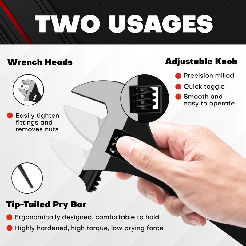 3-Piece Adjustable Spud Wrench and Pry Bar Set, Spud Wrench, Nail Puller, Cla... gallery