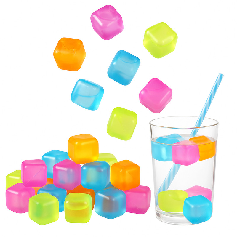 54 Piece Plastic Reusable Ice Cubes Coolers Refreeze Pool Party BPA FREE gallery