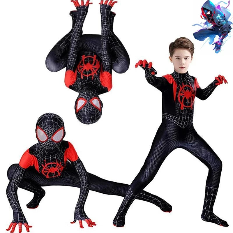 SpiderVerse Miles Morales Spiderman Jumpsuit Kids/Adult Costume Cosplay gallery