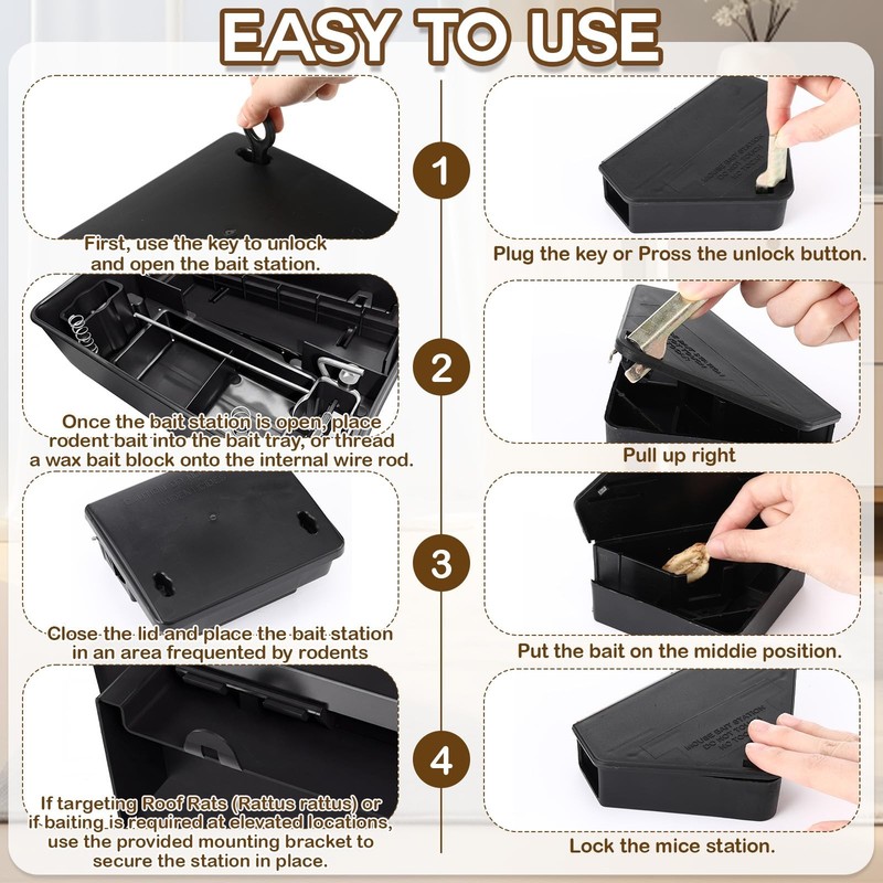 8 Pack Key Required Rat Station Box with Visible Window 6 Triangular & 2 Rect... gallery