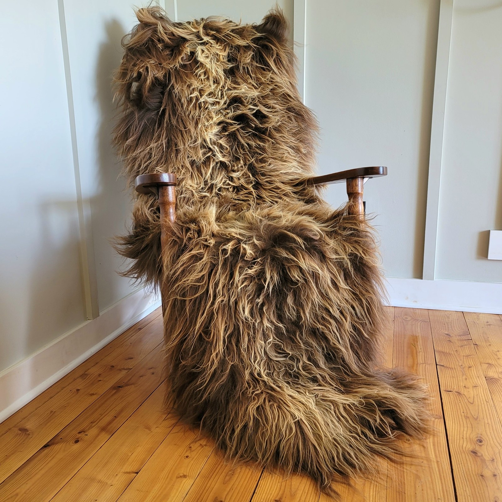 Icelandic Sheepskin Rug Double Pelt Brown Long Wool Genuine Lambskin gallery