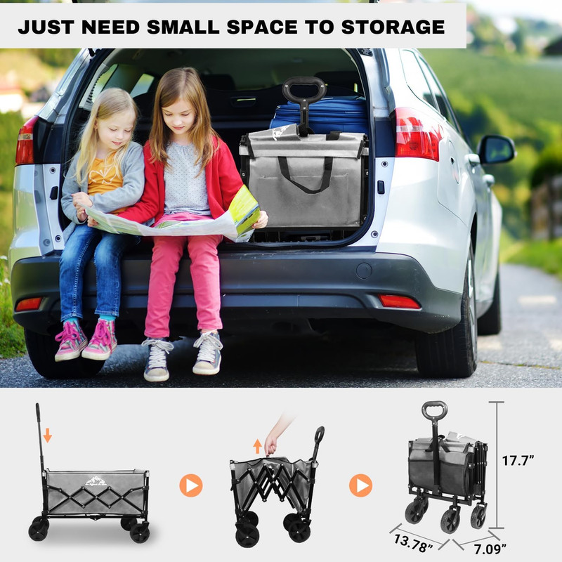 Collapsible Wagon 352LBS Capacity, Foldable Large Wagons Carts, Heavy Duty Outdo gallery