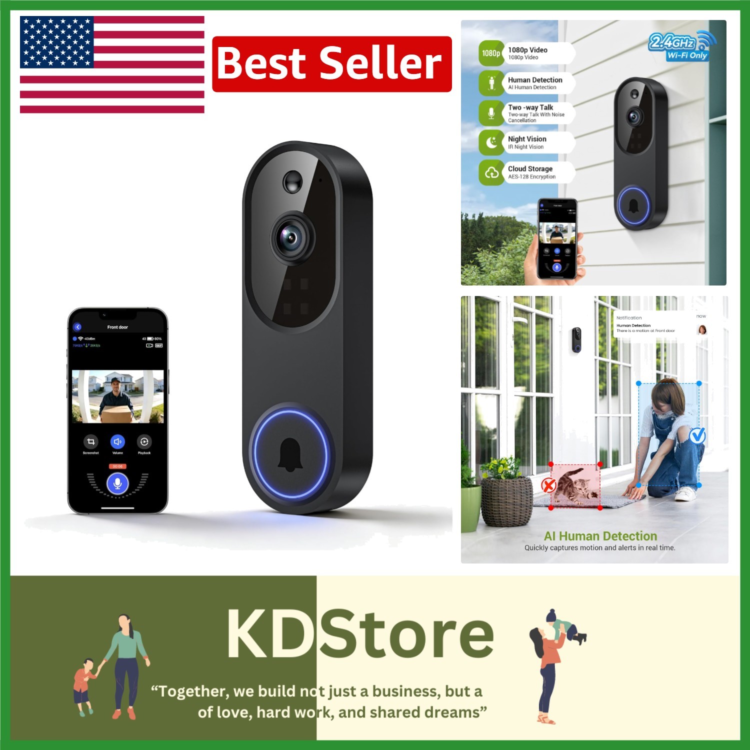 AI-Powered Wireless Doorbell Camera with Instant Motion Alerts & Night Vision gallery