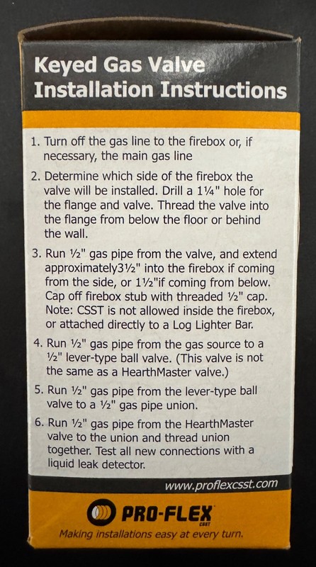 NEW HearthMaster Pro Flex Fireplace Key Operated Gas Valve Kit PF-954-NIC (Z25) gallery