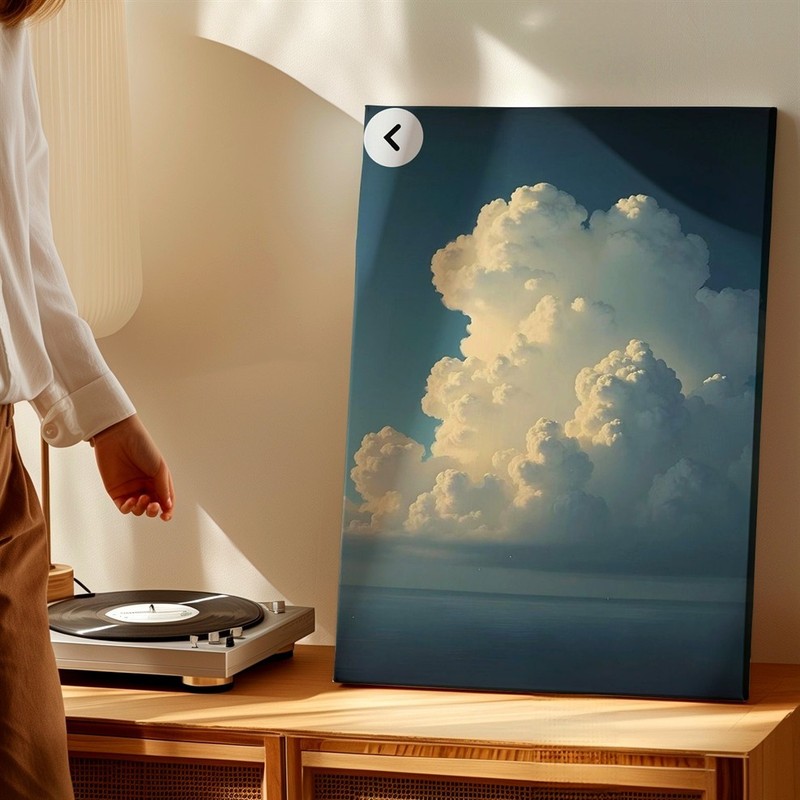 Wall Art Dramatic Cloudscape Over Calm Ocean Blue Sky Nature Poster Print Decor gallery
