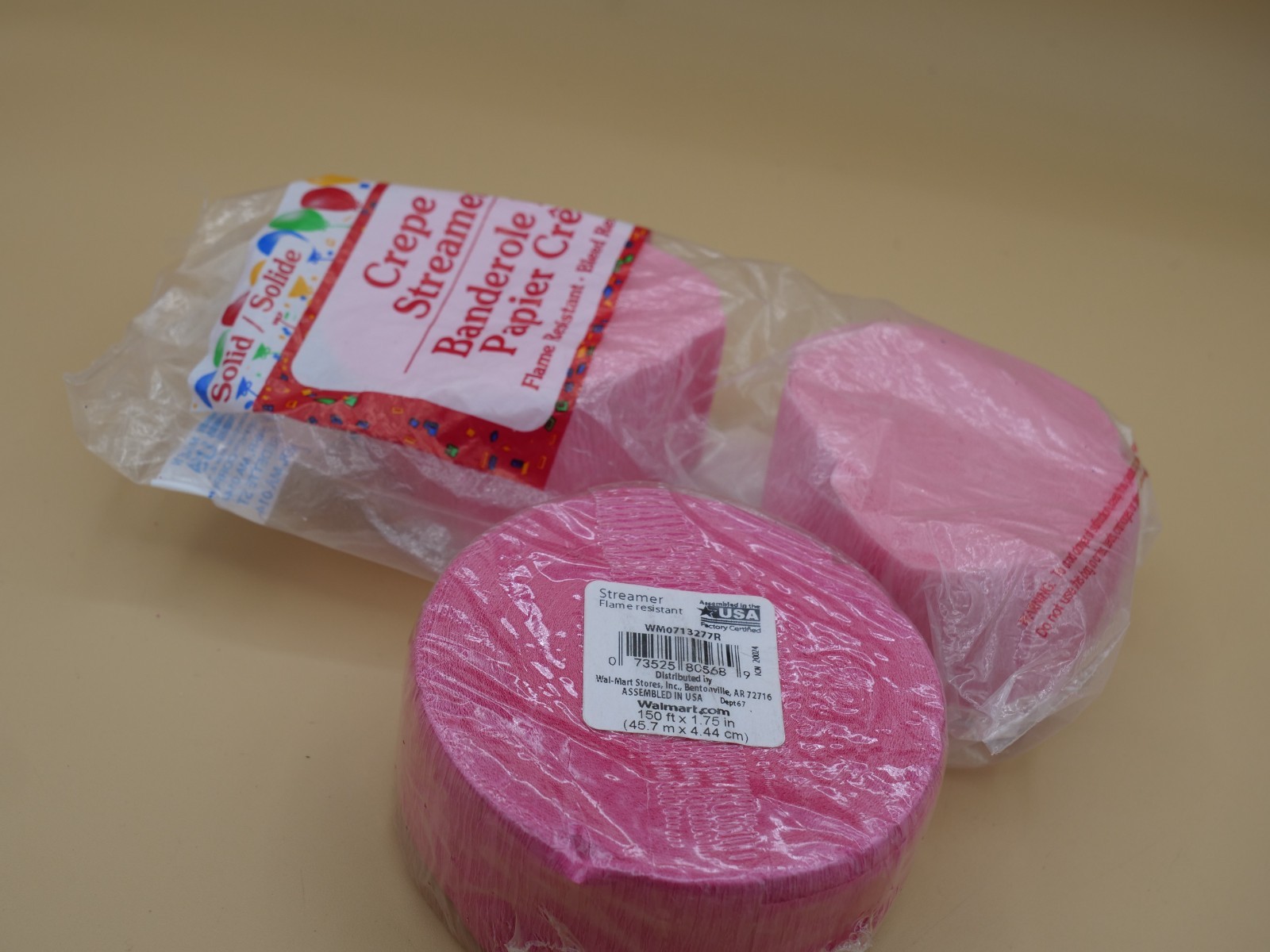 Crepe Paper Streamers 3 Pack Party Supplies Pink 1 150'x1.75" & 2 70FT X 1.75" gallery