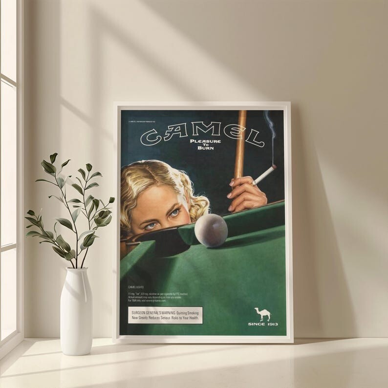 Vintage Camel Cigarette Ad Poster - Retro 1930s Pool Table Art, Poster No Frame gallery