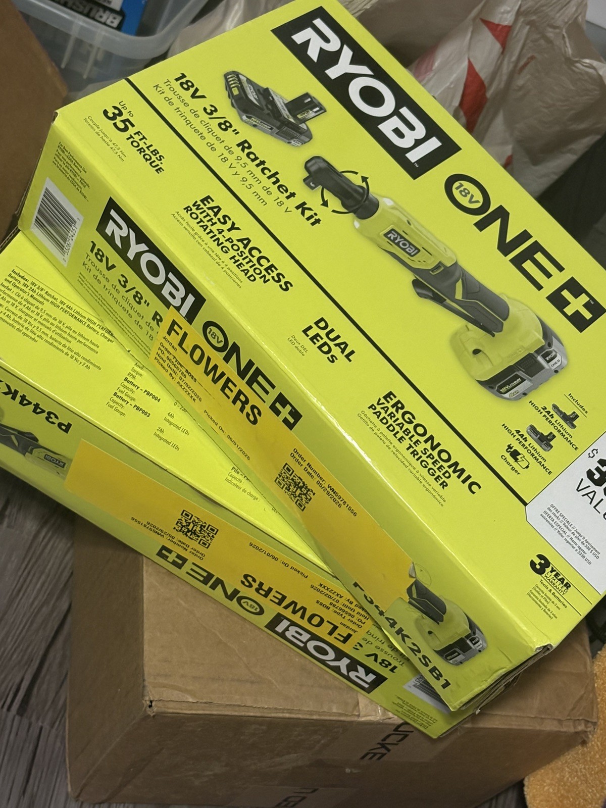 RYOBI | ONE+ | 18V 3/8” Ratchet Kit | 35ft-lb Torque | 2Ah & 4Ah Batteries gallery
