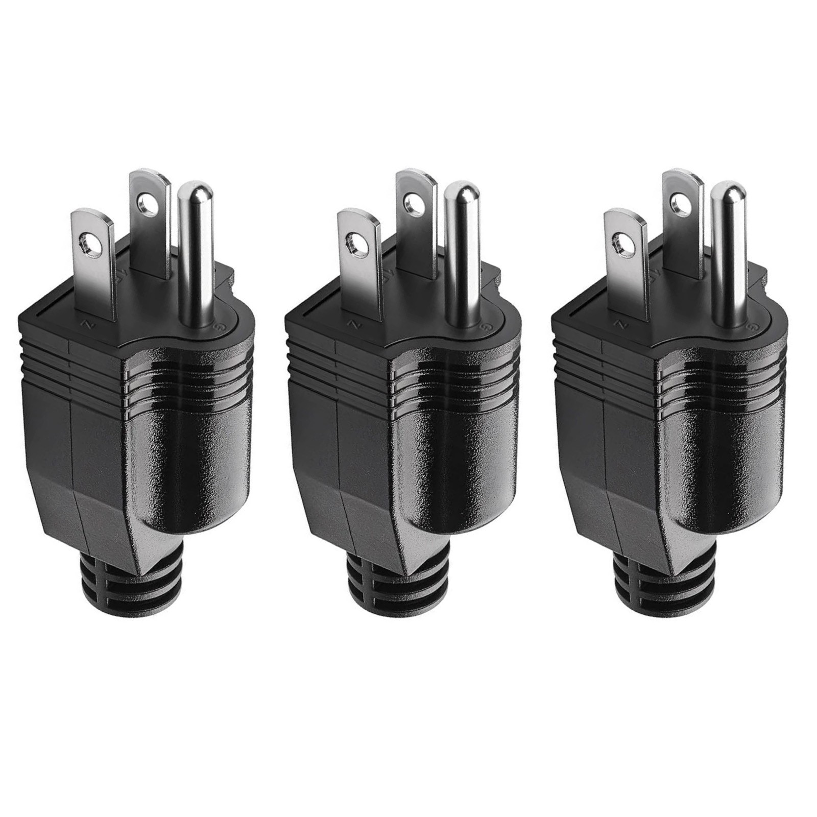 3 Prong Male Replacement Plug Connectors 125V 15A 3-Pack Extension Cord Ends gallery