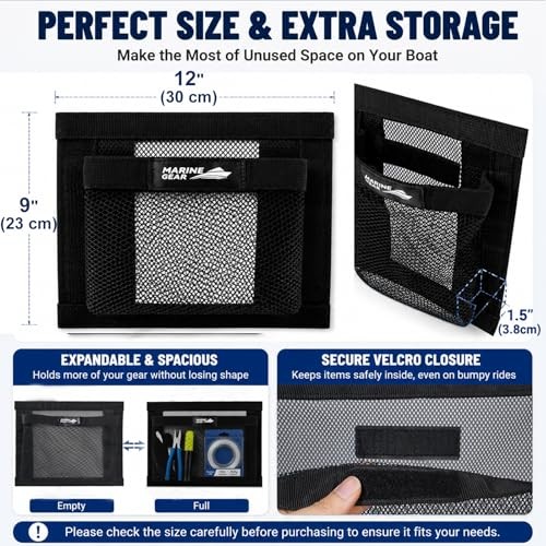 Boat Storage Net Bag, Polyester Boat Mesh Suspended 12"L x 9"W Self-Adhesive gallery