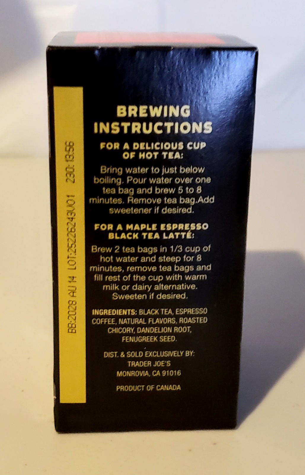 Two Boxes Trader Joe's Maple Espresso Black Tea Blend (20×2=40 Tea Bags) gallery