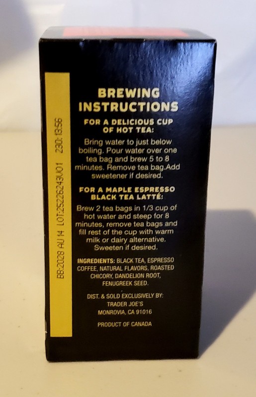 Two Boxes Trader Joe's Maple Espresso Black Tea Blend (20×2=40 Tea Bags) gallery