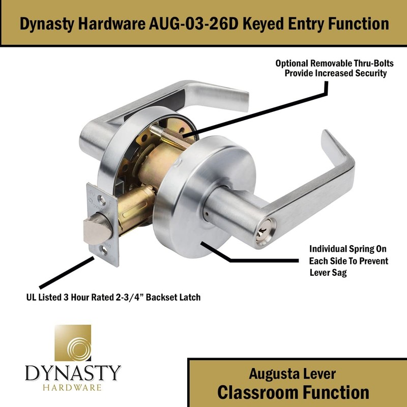 Dynasty Hardware Classroom Door Lock Keyed Lever Lockset, ADA Compliant, Gra... gallery