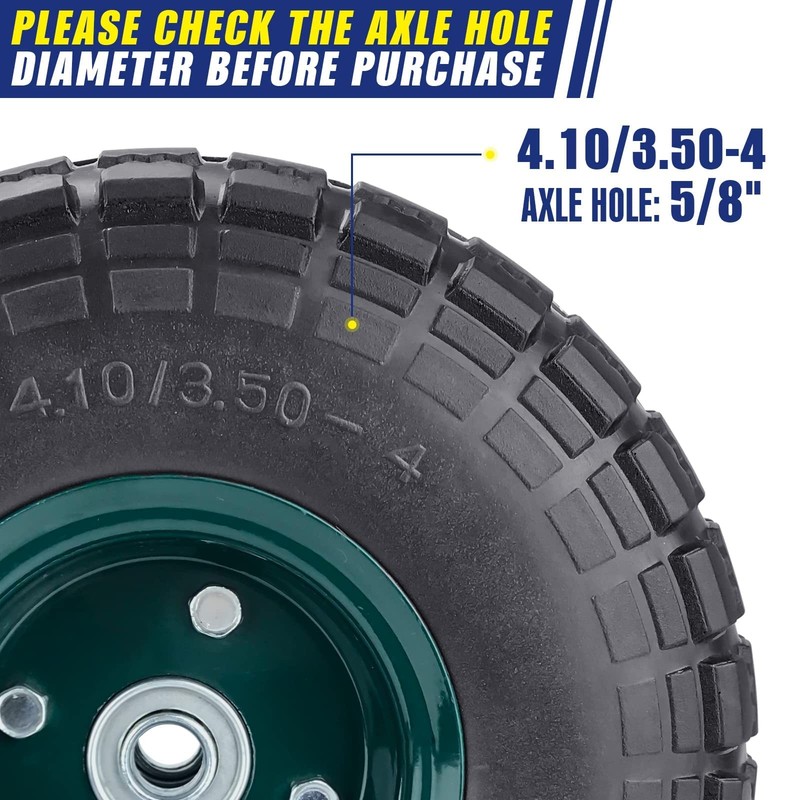2 Pcs 10" Flat Free Tires Solid Pneumatic Tires Wheels, 4.10/3.50-4 Air Less ... gallery