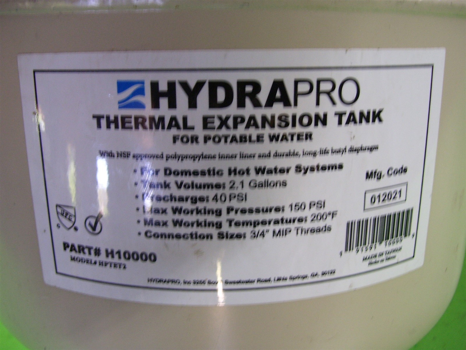 HydraPro Thermal Expansion Tank H10000 Potable Water Home House HPTET2 Hydra Pro gallery