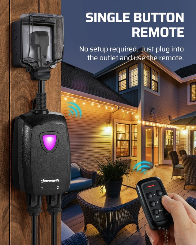 DEWENWILS Outdoor Wireless Remote Control Outlet Switch, 7 Inch Extension Cord gallery