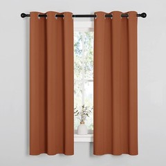 2 PCS Burnt Orange 63″L x 34″W Solid Grommet Darkening Curtains For Bedroom