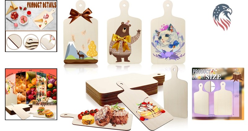 Compatible with Various Crafts 16 Pack Unfinished Wooden Cutting Boards with ... gallery