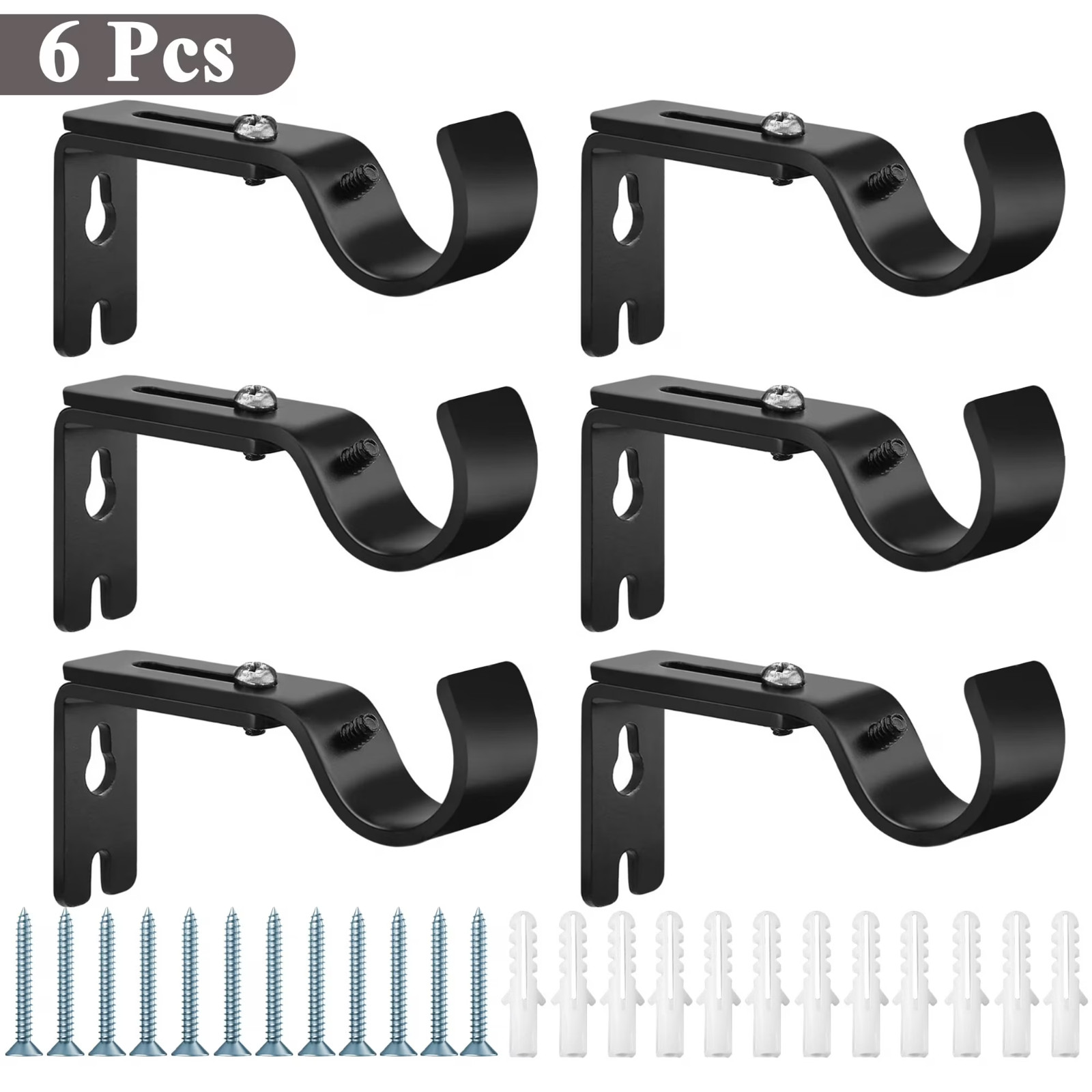 Yalumo 6 Pcs Adjustable Curtain Rod Brackets, Premium Rod Brackets for Wall Meta gallery