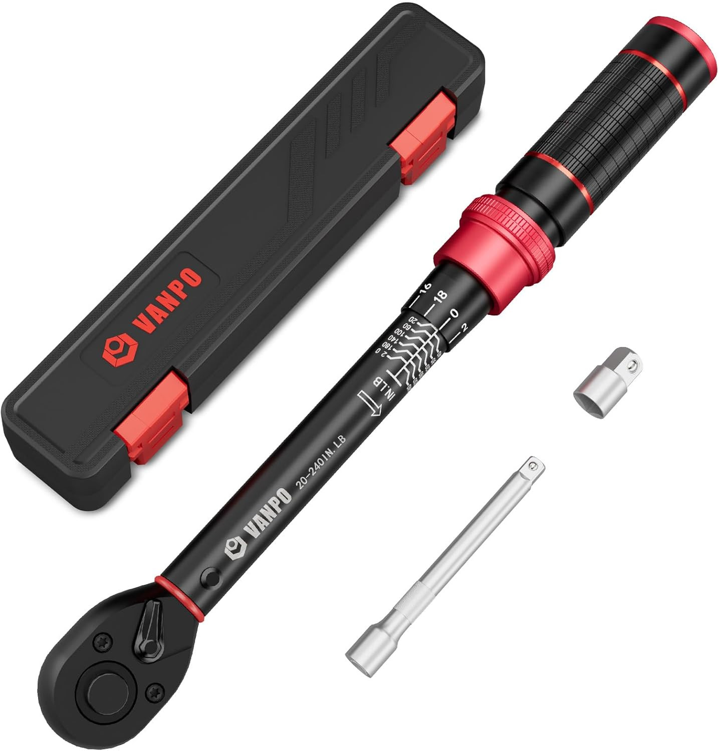 VANPO 1/4-Inch Drive Click Torque Wrench, 20-240 In. Lb/2.3-27.1 Nm, Inch Pound gallery