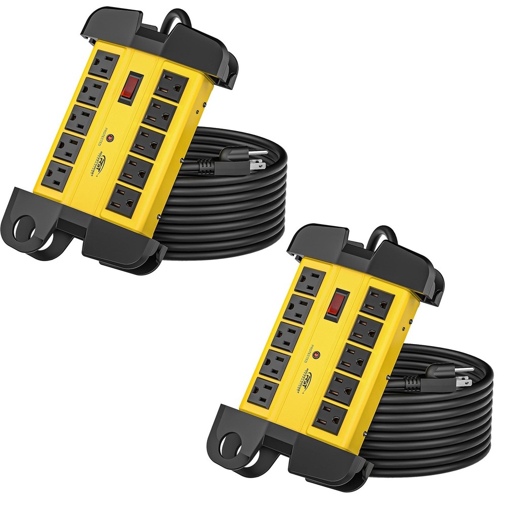 (2-PacK) 10 Outlets Power Strip Surge Protector 2800J 15FT Extension Power Cord