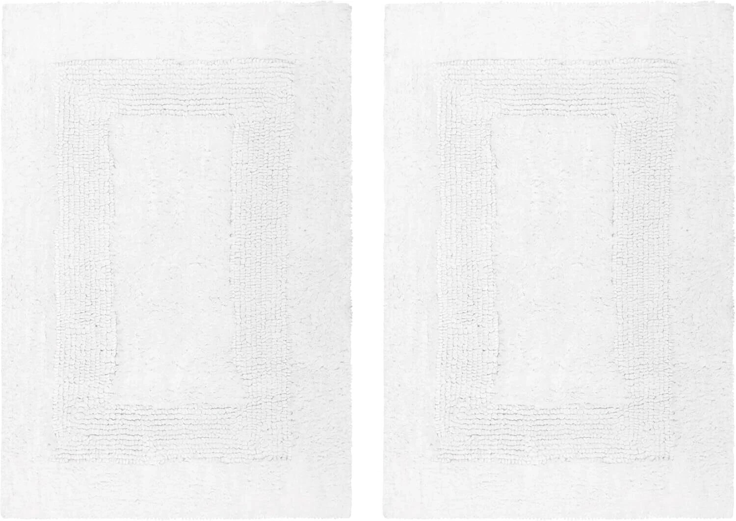 COTTON CRAFT 2 Piece Reversible Step Out Bath Mat Rug Set 17x24 White, 100% Pure gallery