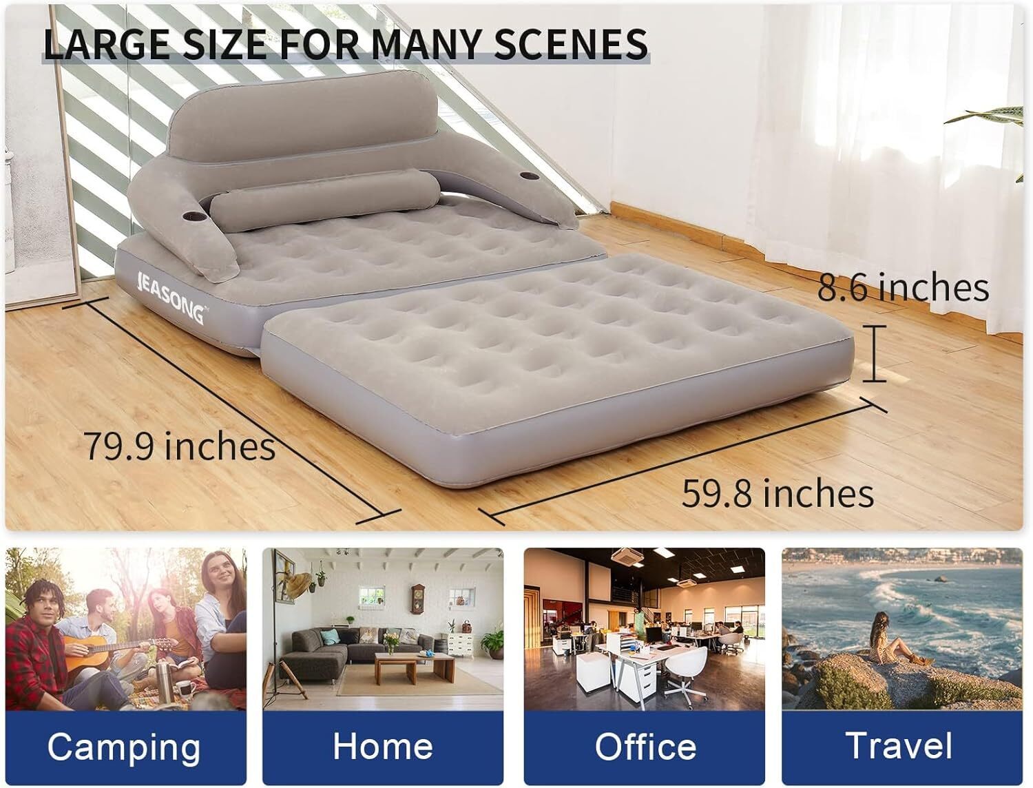 Inflatable Chair Air Couch with Air Pump, Camping Air Mattress Blow Up gallery