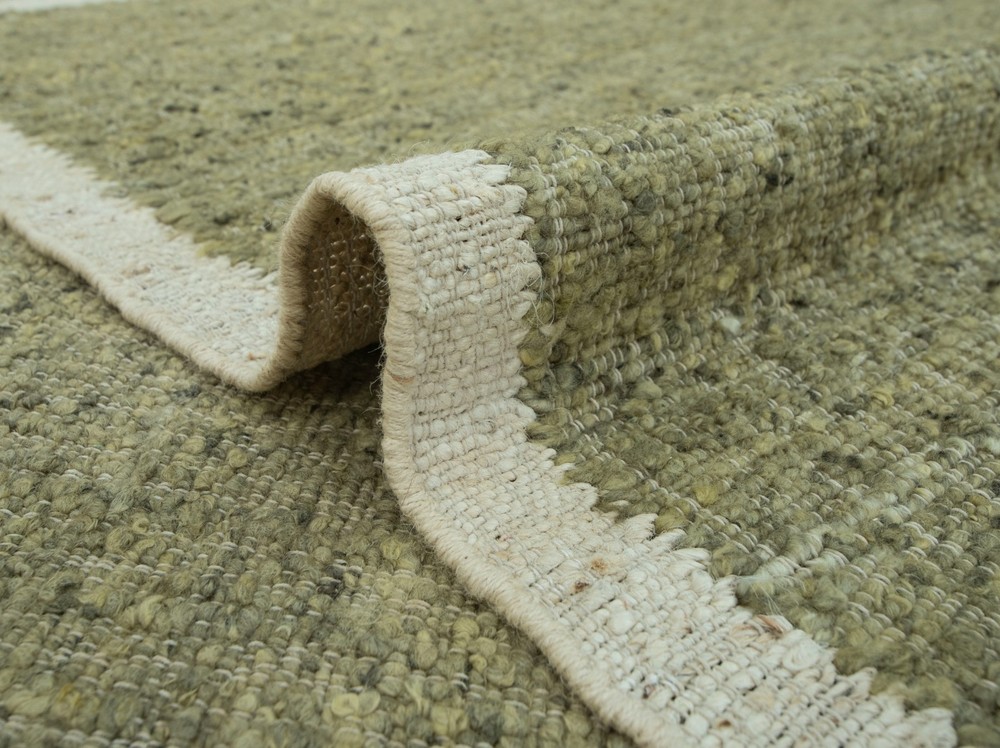 Natural Wool Jute Green Solid Plain High Quality Hand Woven Premium Quality Rug