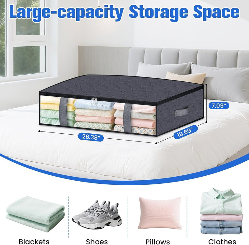 Under Bed Storage Containers, 4 Pack Blanket Storage Bags, Collapsible Storage gallery