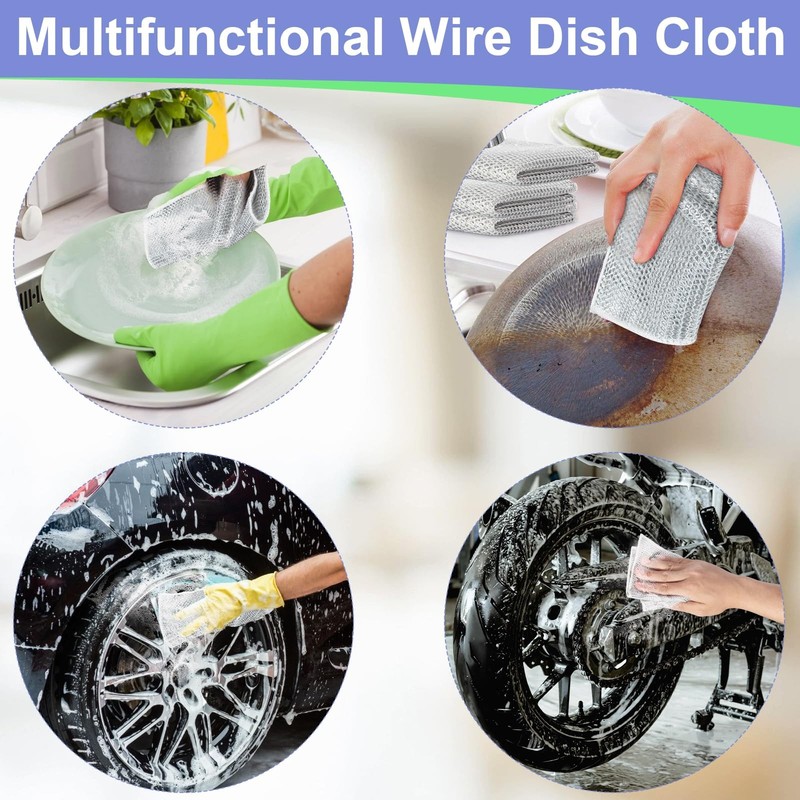 12 Pack Steel Wool Scrubber, Double Layer Non-Scratch Wire Dishcloth, Multipu... gallery