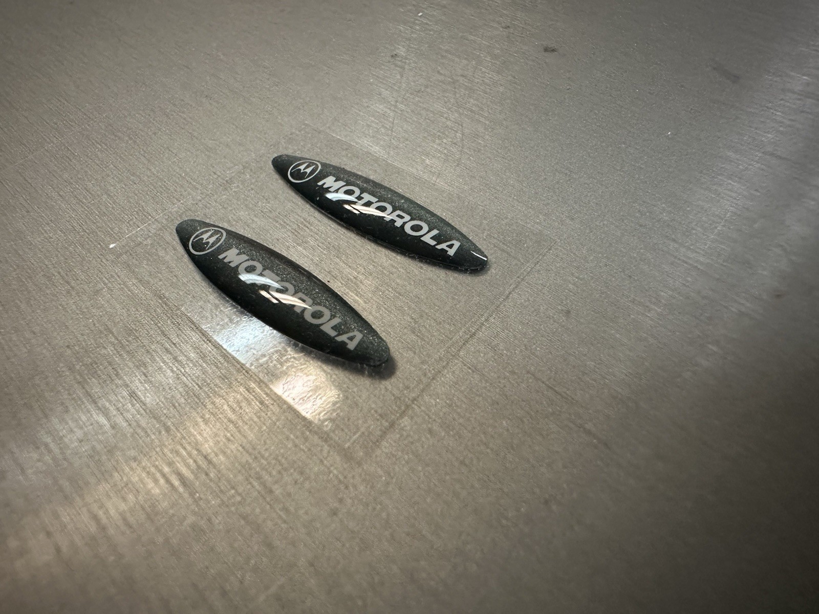 Motorola Galaxy Silver Metallic Crystal Dome Emblem Badge Small, OEM, Set of 2 gallery