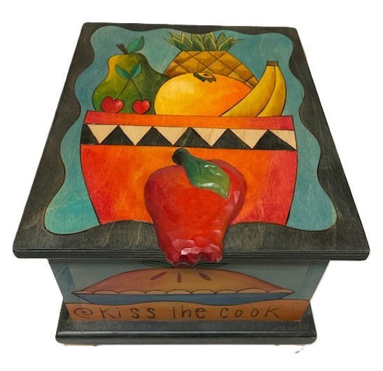 Sticks Handmade - Apple Hand Carved & Painted Wooden Recipe Box - BOX006-apple gallery