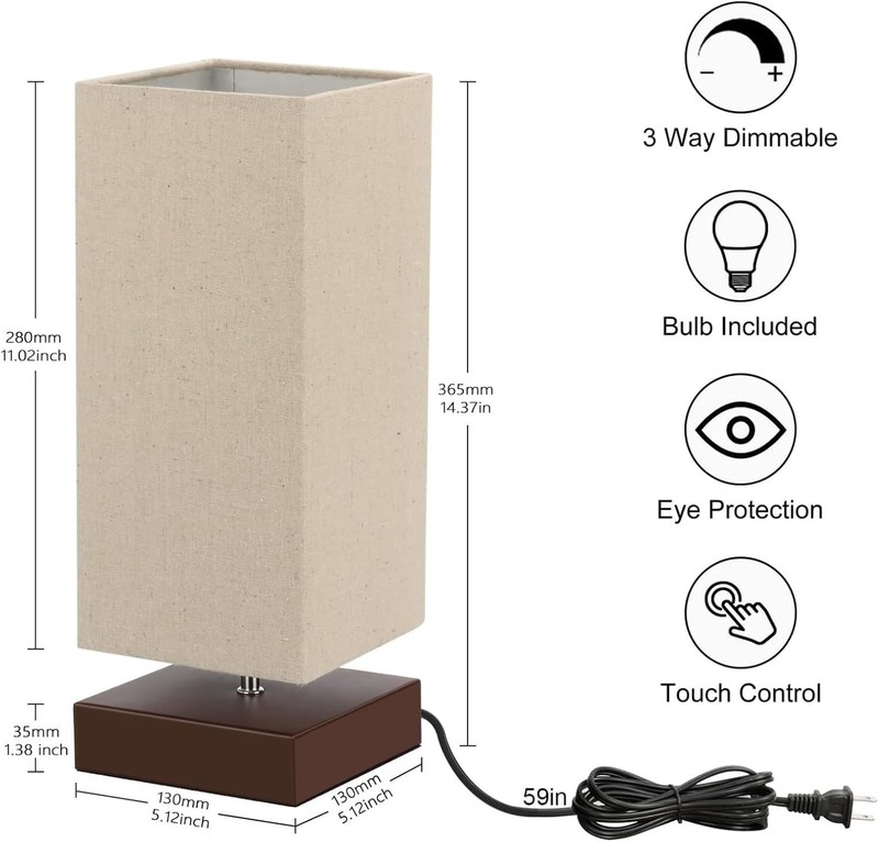 Touch Control Table Lamp Bedside 3 Way Dimmable Touch Desk Lamp Modern Nightstan gallery