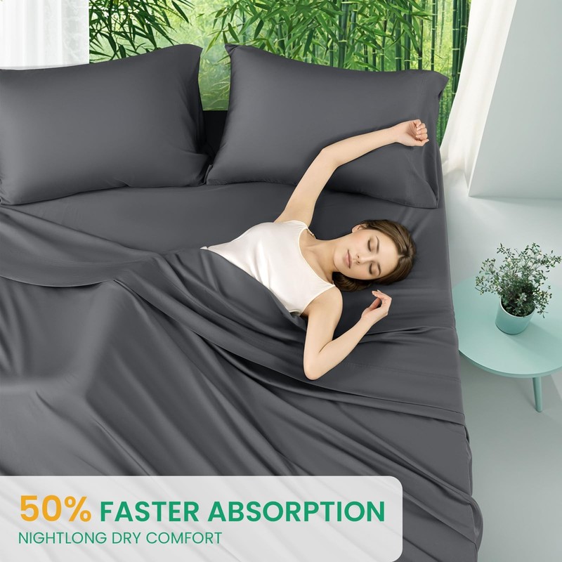 100% Viscose Derived from Bamboo_Sheets Queen Size, Ultra Breathable & Coolin... gallery