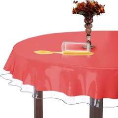 Round Plastic Table Cloth Cover 70 Inches 0.3mm Thick Waterproof Clear Plasti…